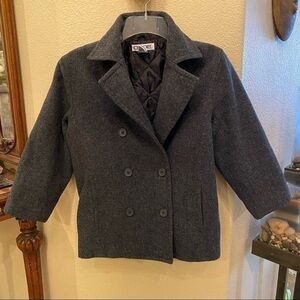 Vintage CHEROKEE Girls Kids Gray Wool Blend Warm Jacket Size Medium